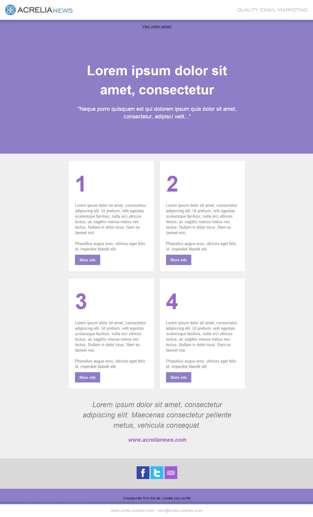 Responsive email template: Four Steps