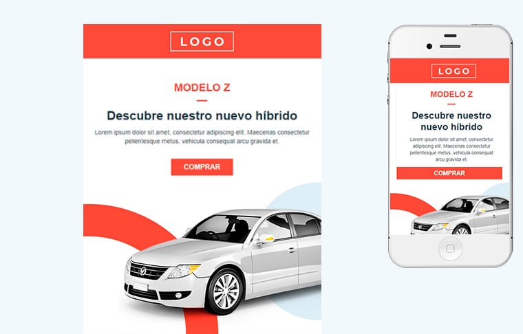Responsive email template: Sector del automóvil
