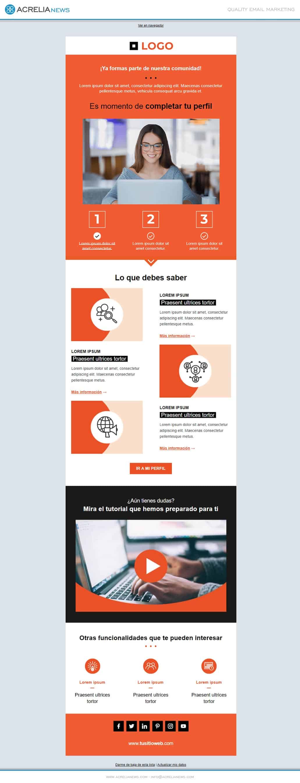 Responsive email template: Onboarding