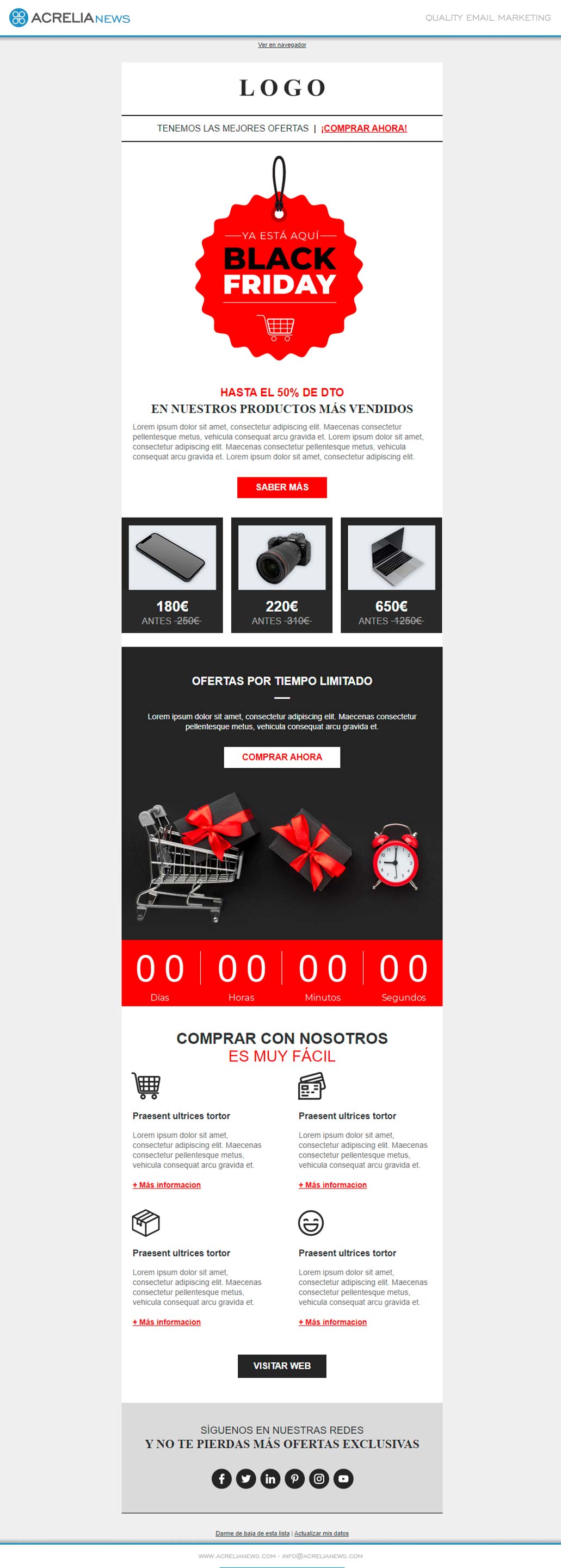 Responsive email template: Promociones Black Friday