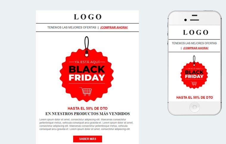 Responsive email template: Promociones Black Friday