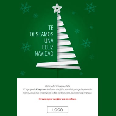 Plantilla email postal navidad: Árbol de navidad verde
