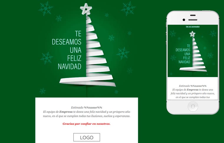 Plantilla de postal de Nadal - Green Christmas Tree