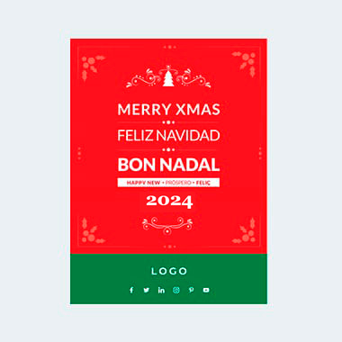 Christmas postcard email template: red Christmas and New Year greetings
