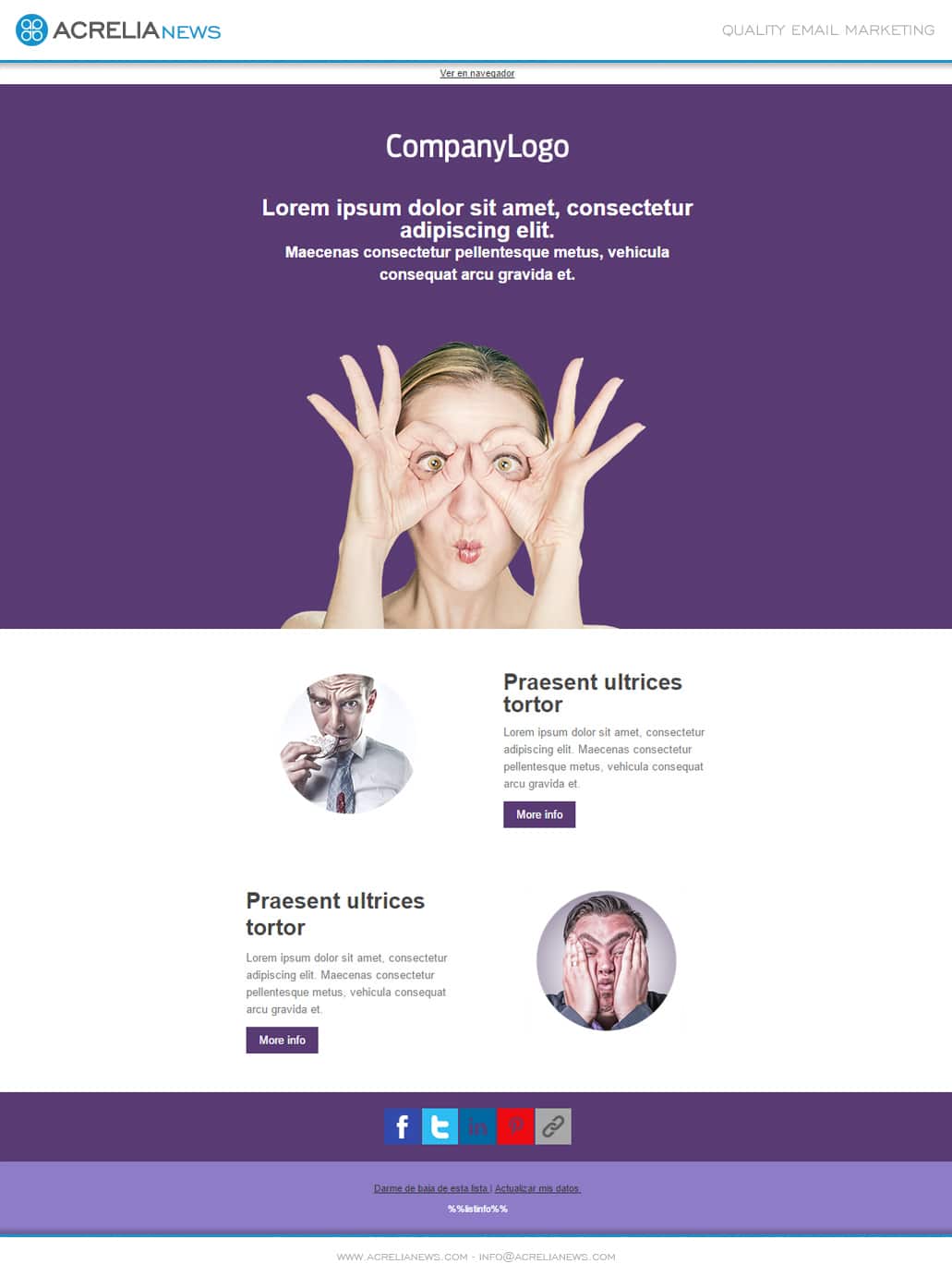 Responsive email template: Purple box