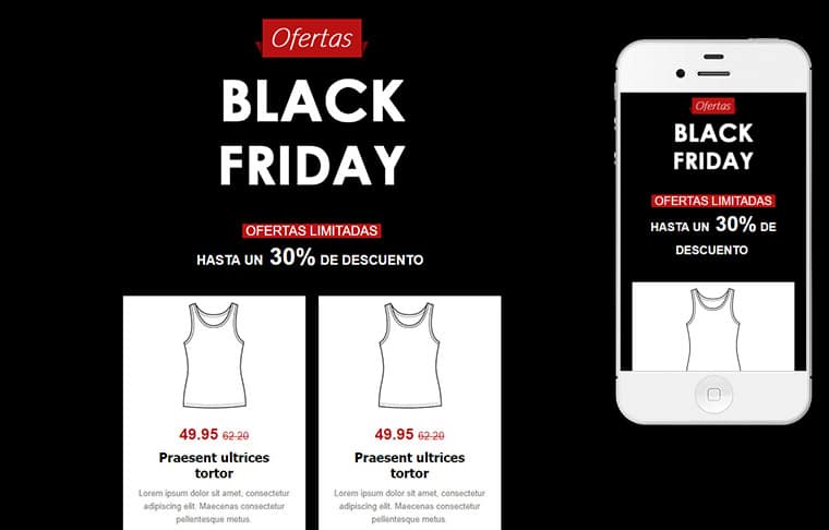 Responsive email template: Black Friday