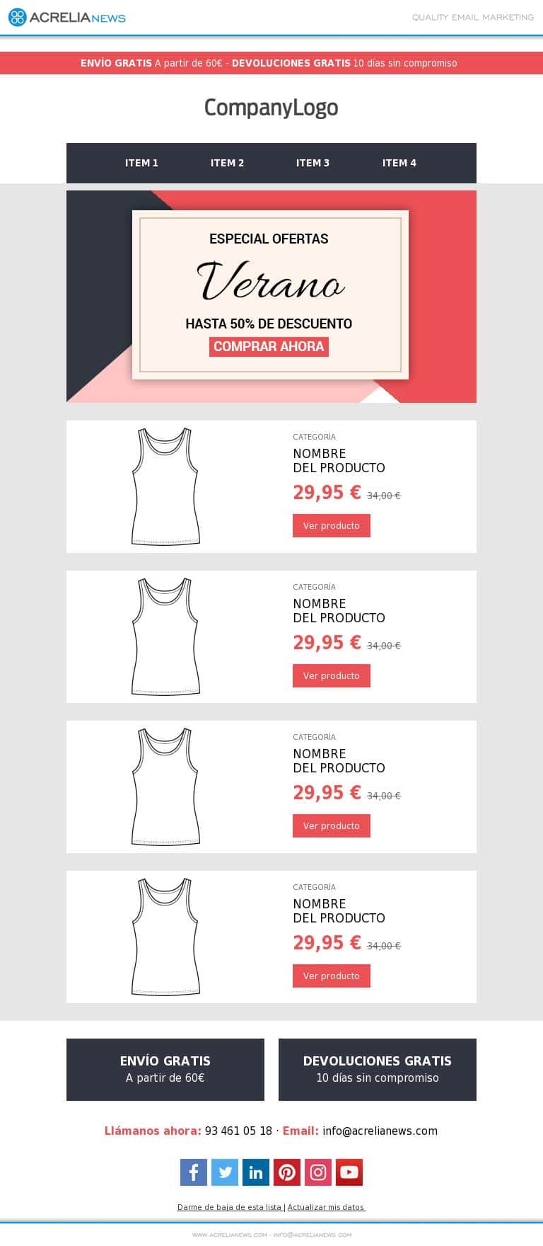 Responsive email template: Ecommerce