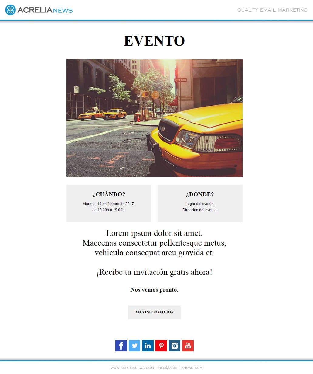 Responsive email template: Evento
