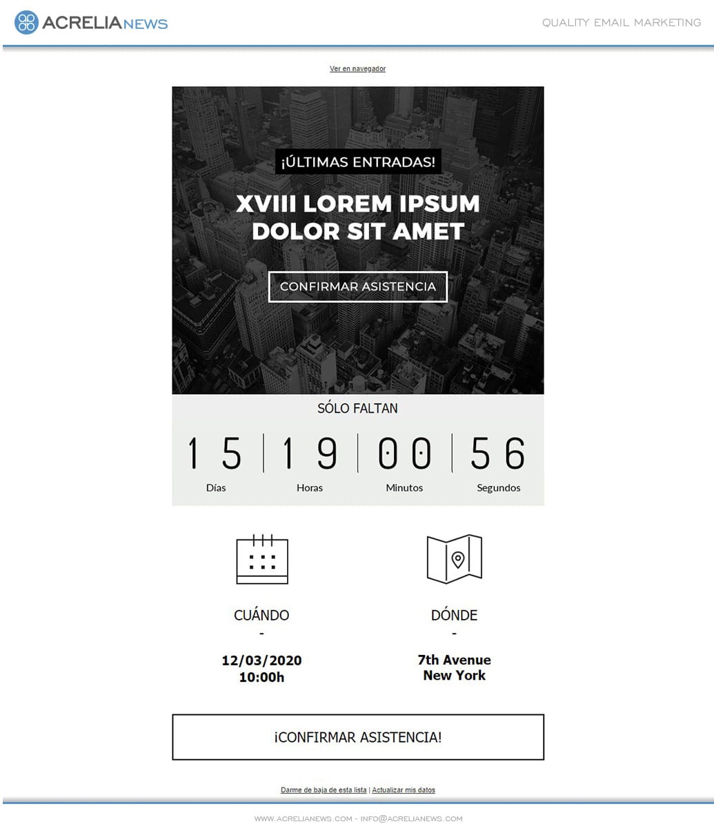 Responsive email template: Events Black&White