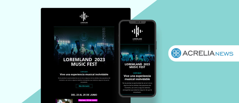 Plantilla de email para festivales y conciertos